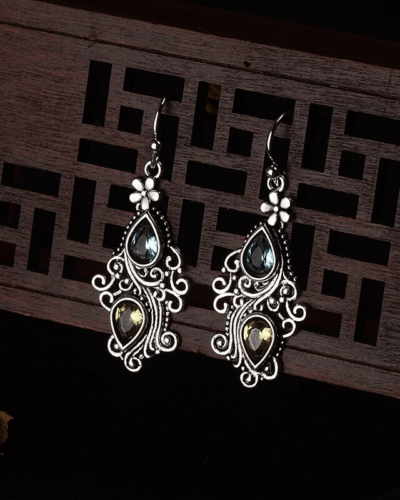 Bohemian Crystal Teardrop Earrings Vintage Exaggerated Jewelry Bulk