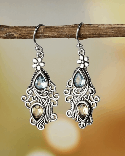 Bohemian Crystal Teardrop Earrings Vintage Exaggerated Jewelry Bulk