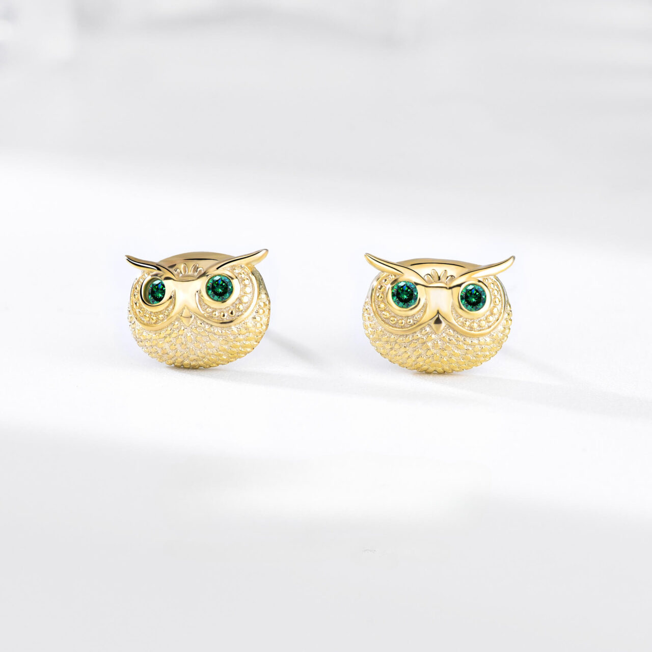 Cute 925 Sterling Silver Owl Stud Earrings Gold Plated