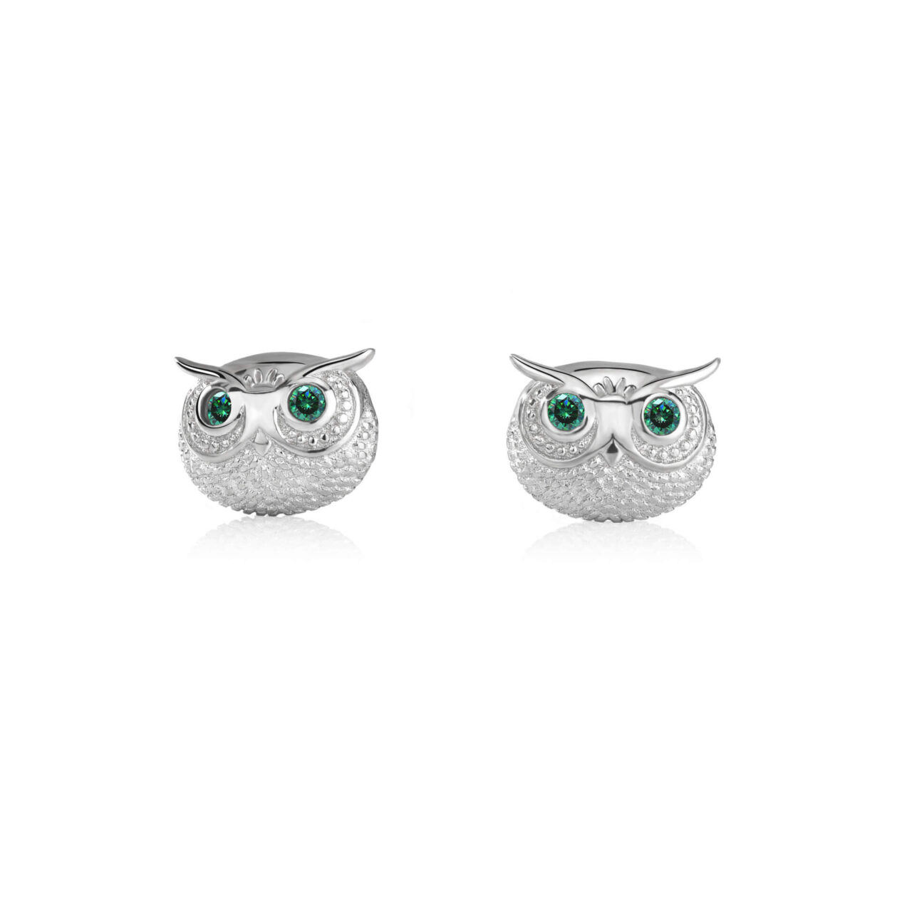 Cute 925 Sterling Silver Owl Stud Earrings WHITE Gold Plated show