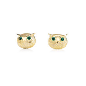 Cute 925 Sterling Silver Owl Stud Earrings Gold Plated DISPLAY