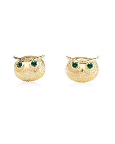 Cute 925 Sterling Silver Owl Stud Earrings Gold Plated DISPLAY