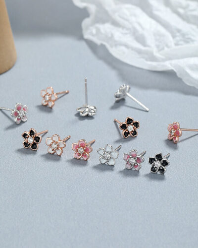 Cute Blossom Flower Stud Earrings Sterling Silver show