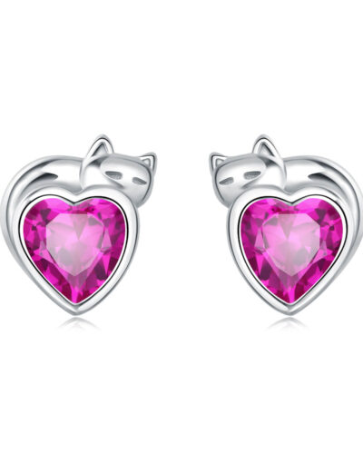 Cute Sterling Silver Cat Stud Earrings Cartoon Jewelry STYLE 7