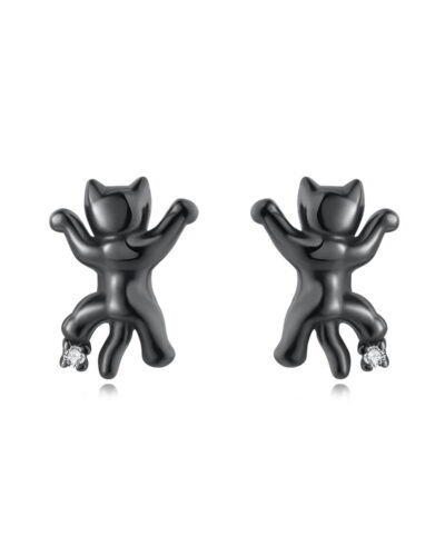 Cute Sterling Silver Cat Stud Earrings Cartoon Jewelry STYLE 8