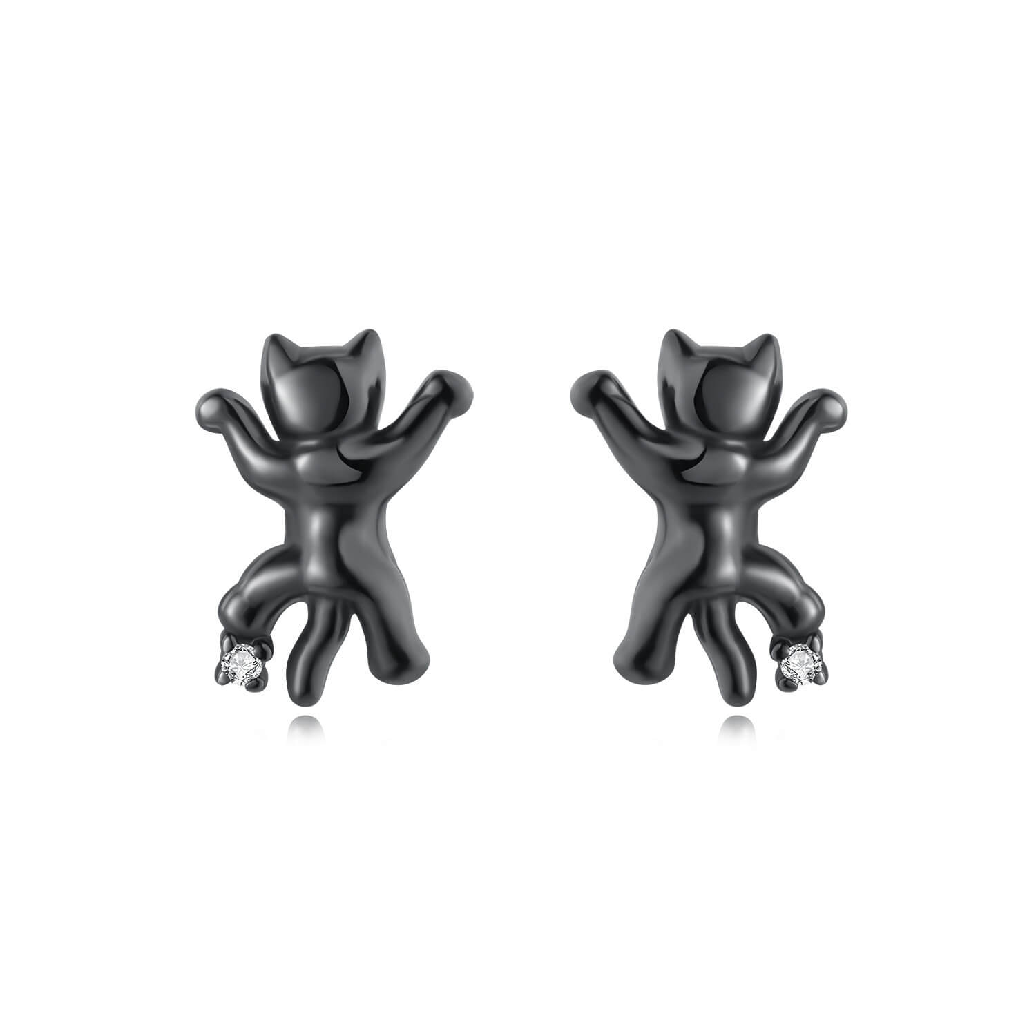 Cute Sterling Silver Cat Stud Earrings Cartoon Jewelry STYLE 8