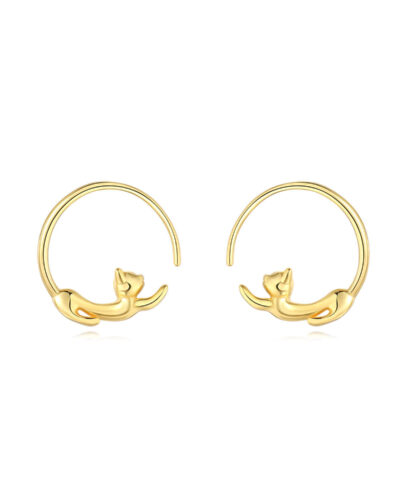 Cute Sterling Silver Cat Stud Earrings Cartoon Jewelry STYLE 3