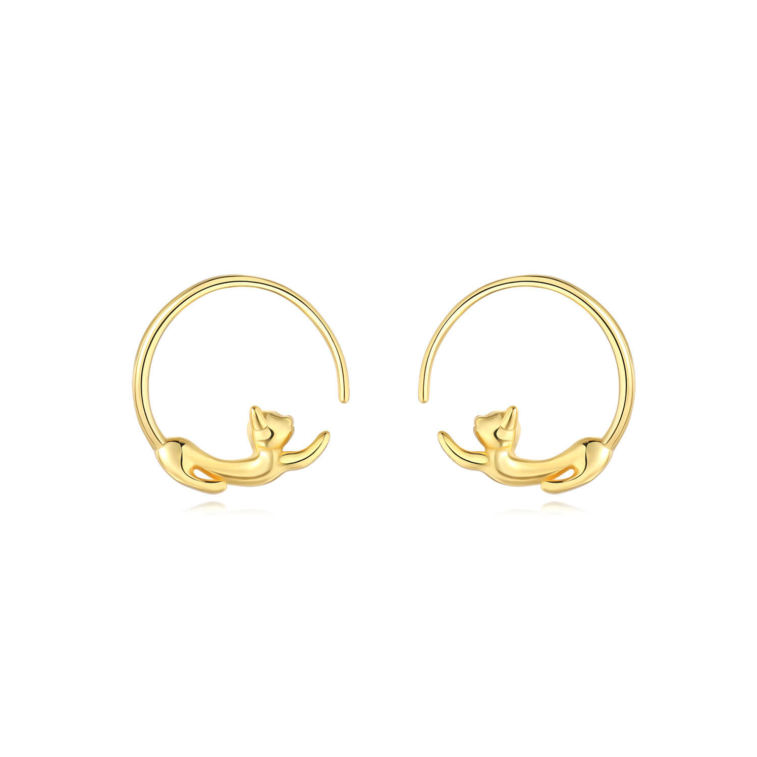 Cute Sterling Silver Cat Stud Earrings Cartoon Jewelry STYLE 3