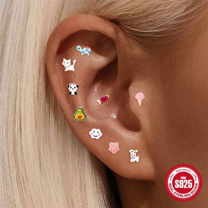 Cute Sterling Silver Turtle Earring Studs Animal Wholesale 3