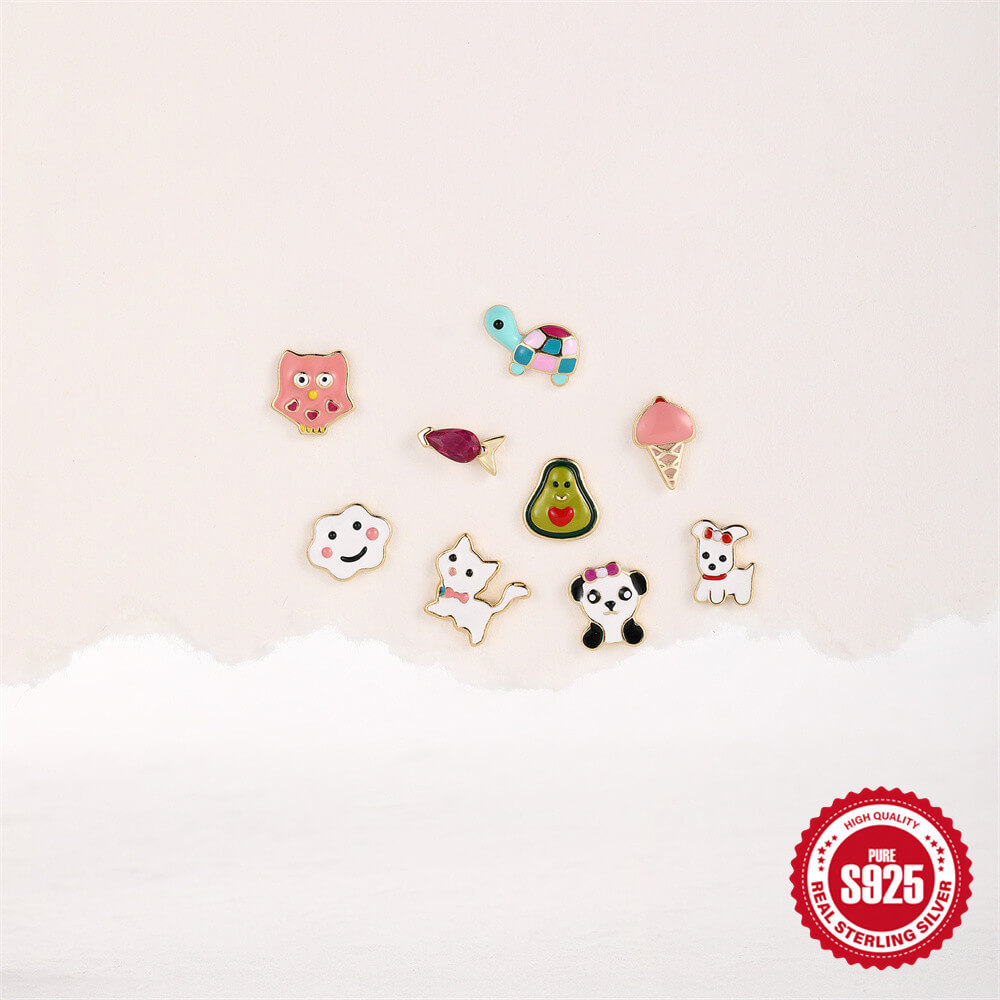 Cute Sterling Silver Turtle Earring Studs Animal Wholesale - Görüntü 4