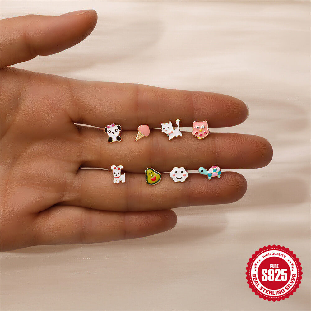 Cute Sterling Silver Turtle Earring Studs Animal Wholesale - Görüntü 5