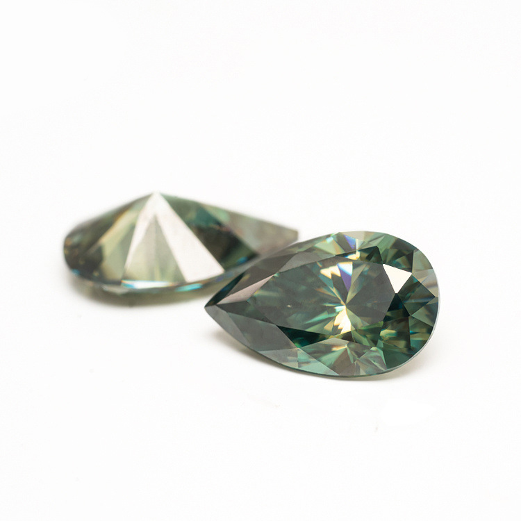 Dark Green Pear Cut Moissanite Loose Stones - Görüntü 5