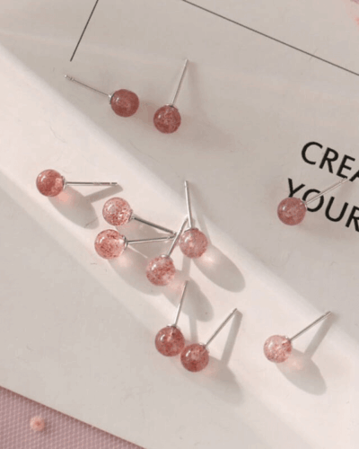 Delicate Raw Rose Quartz Earring for Women Bulk