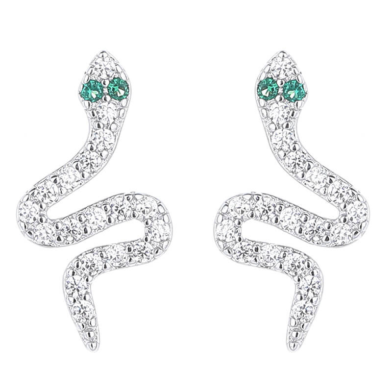Distinctive 925 Sterling Silver Snake Stud Earrings - immagine 4