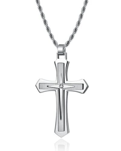 Double Color Mens Stainless Steel Cross Pendant Necklaces Wholesale 3