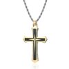 Double Color Mens Stainless Steel Cross Pendant Necklaces Wholesale (5)
