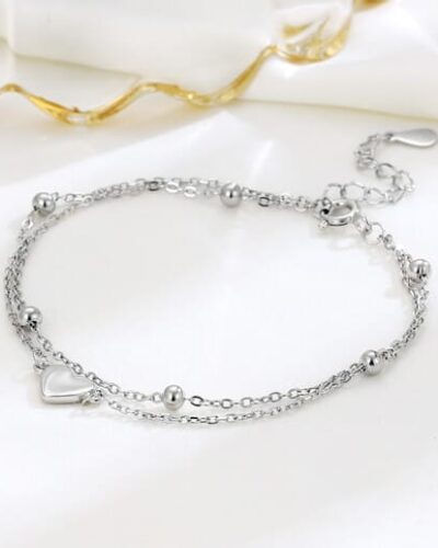 Double-Layer 925 Sterling Silver Heart Bracelet Wholesaleの別ビュー