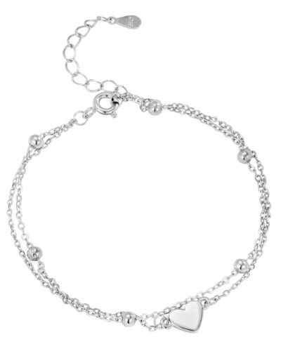 Double-Layer 925 Sterling Silver Heart Bracelet Wholesale (2)