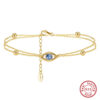 Double layers S925 Sterling Silver Evil Eye Bracelet SHOW
