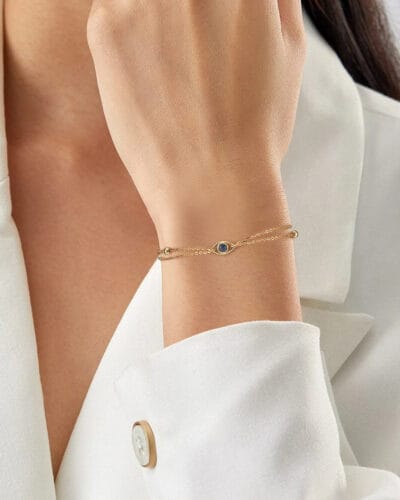 Double layers S925 Sterling Silver Evil Eye Bracelet 4