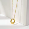 Elegant 304 Stainless Steel Thin Chain with Circle Pendant Wholesale-gold