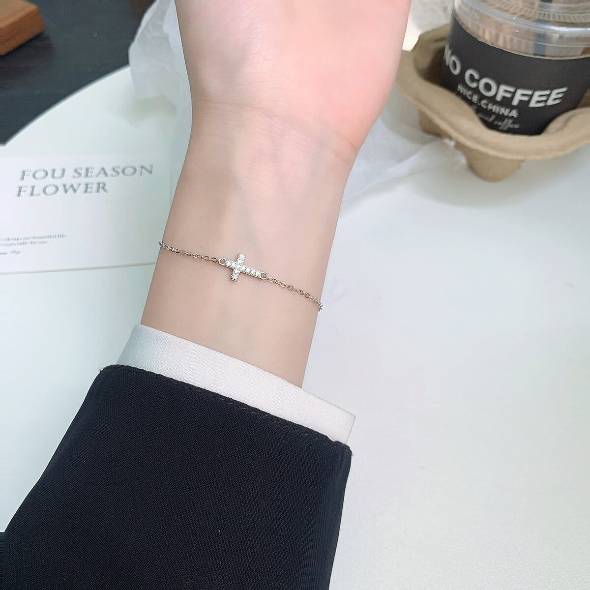 Elegant 925 Sterling Silver Cross Bracelets Wholesale - Imagem 4