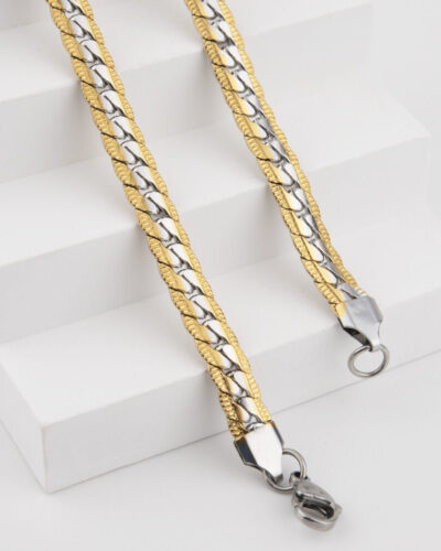 Alternative view of Embossed S S 304 Flat Curb Mens Necklace Link Chain
