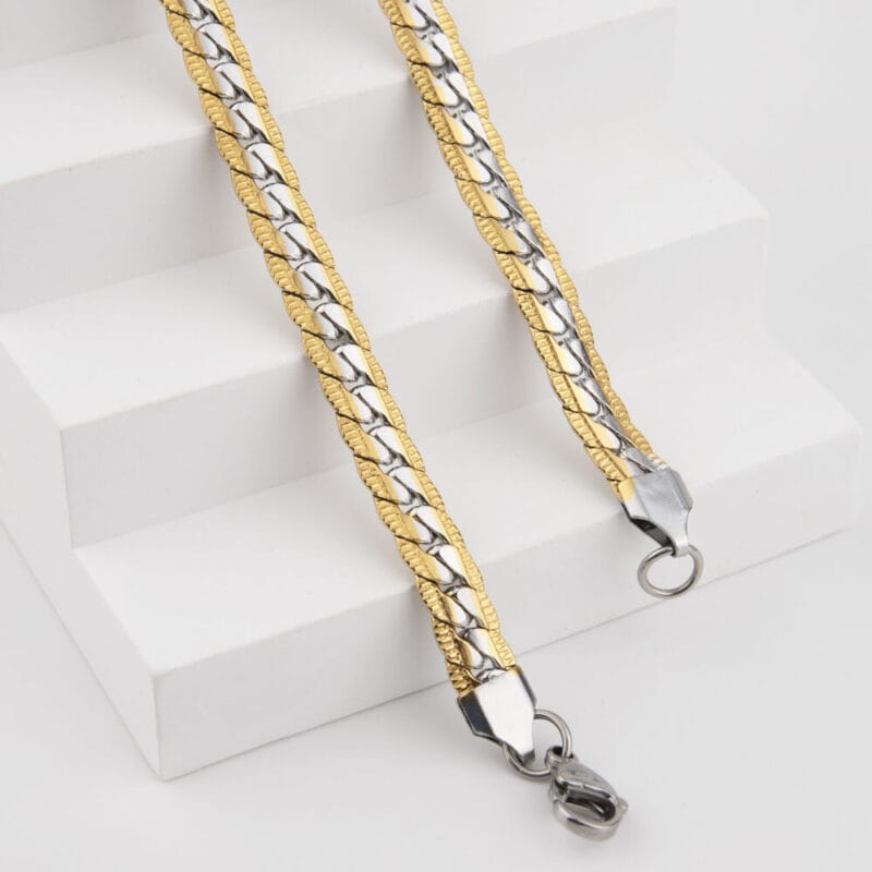 Embossed S S 304 Flat Curb Mens Necklace Link Chain 3