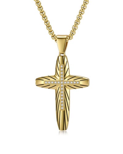 European Style Arc shaped Stainless Steel Cross Necklace Mens 1