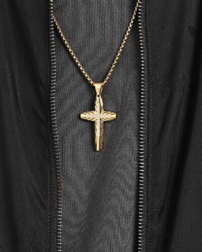 European Style Arc shaped Stainless Steel Cross Necklace Mens 5