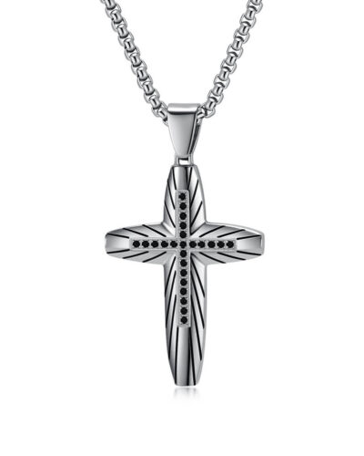 Alternativní pohled na European Style Arc-shaped Stainless Steel Cross Necklace Mens