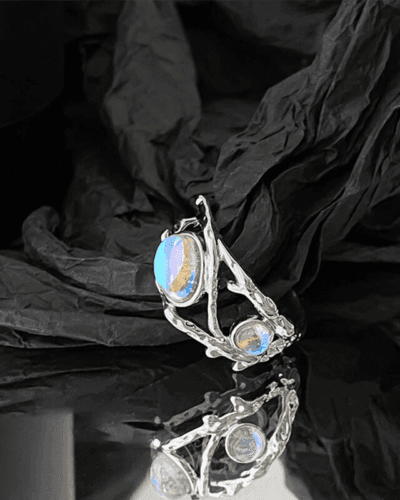 Handmade 925 Sterling Silver Moonstone Crystal Ring