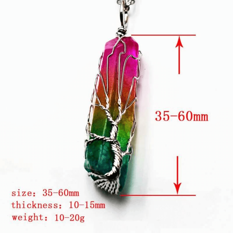 Faceted Rainbow Chakra Gemstone Necklace Crystal Pendant Wholesale