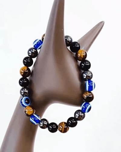Fashion Tiger Eye Black Obsidian Stones Bracelet