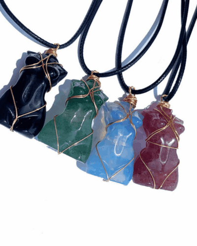 Female Model Unique Crystal Necklace Natural Crystal Pendant Bulk