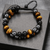 Adjustable Men's Tiger Eye Black Obsidian Hematite Bracelet