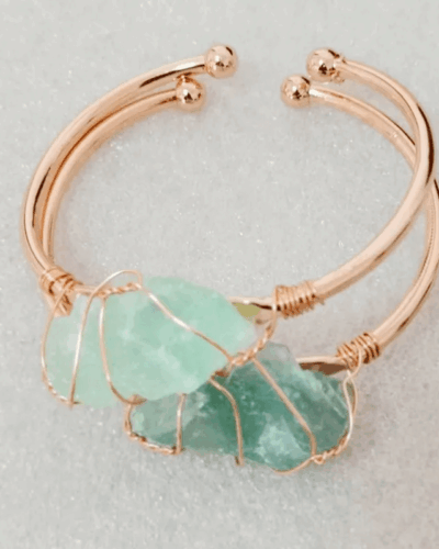Raw Stone Open Bangle Crystal Bracelet for Women