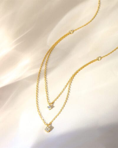 Four Leaf Clover 925 Sterling Silver Layered Necklace gold-plated