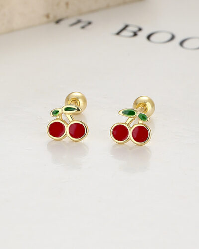 Fresh Style 925 Sterling Silver Cherry Earrings Wholesale GOLD