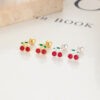 Fresh Style 925 Sterling Silver Cherry Earrings Wholesale show
