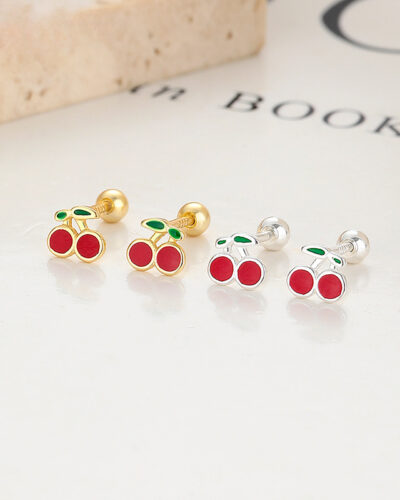 Fresh Style 925 Sterling Silver Cherry Earrings Wholesale show