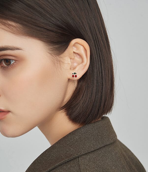 Fresh Style 925 Sterling Silver Cherry Earrings Wholesale show2