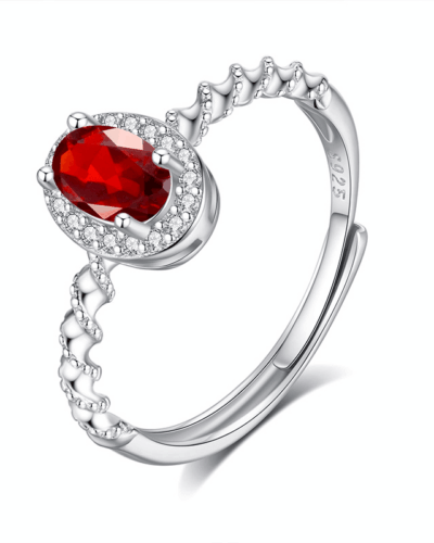 925 Sterling Silver Real Crystal Stone Ring Water Ripple Ring Bulk