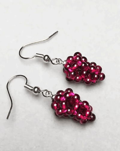 Garnet Crystal Earrings Ear Line with Grape Shape Bulk