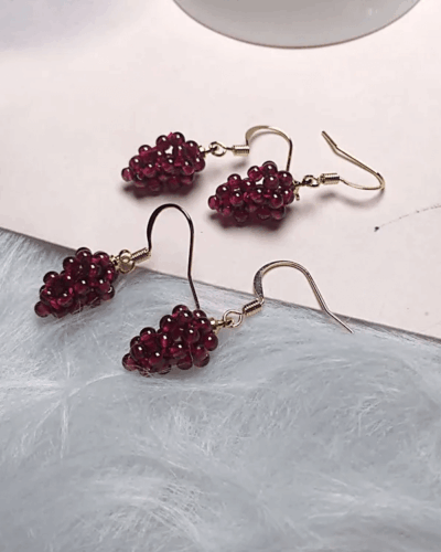 Garnet Crystal Earrings Ear Line with Grape Shape Bulk