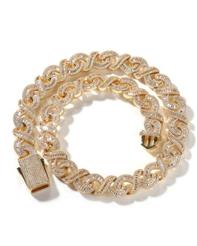 Geometric 15mm Diamond Cuban Link Chain Men Women-gold