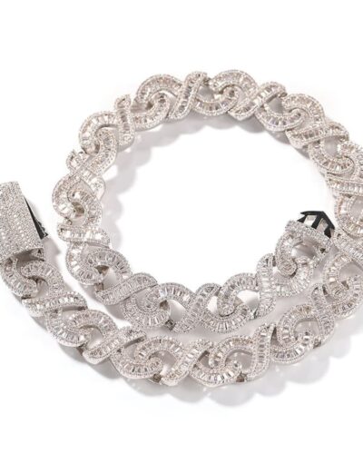 Geometric 15mm Diamond Cuban Link Chain Men Women-silvery