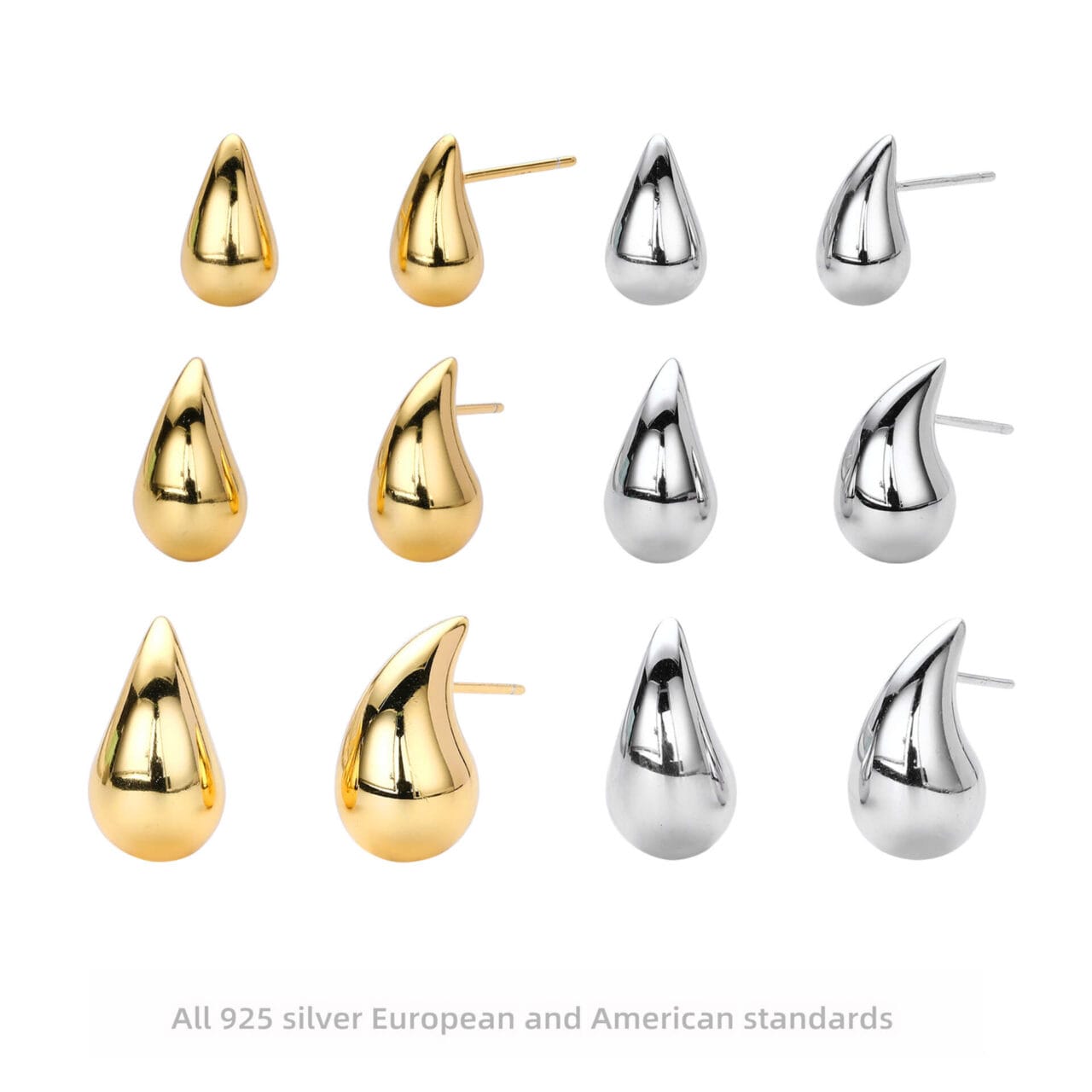 Gold Plated 925 Sterling Silver Teardrop Earrings Wholesale
