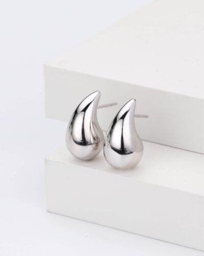 Gold Plated 925 Sterling Silver Teardrop Earrings Wholesale WHITE GOLD