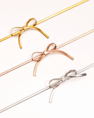 Gold Plated Stainless Steel Snake Chain with Bow Choker (1)